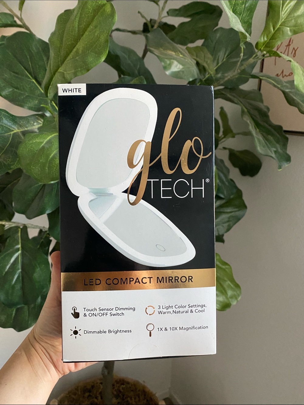Glo Tech | White LED Compact Mirror - Portable Makeup Mirror